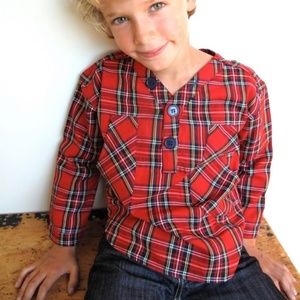 Shampoodle Tartan Plaid Top Girls Tunic Pockets